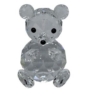 Swarovski Crystal Bear Figurine Clear Silver Crystal Retired With Box